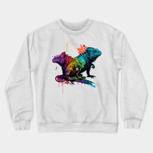 Colorful Iguana Art Crewneck Sweatshirt